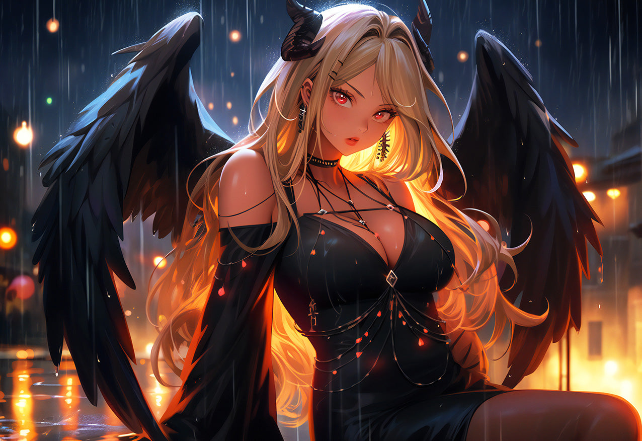 Urban Descent: Alluring Anime Demon Girl Art - Infinite Visibility