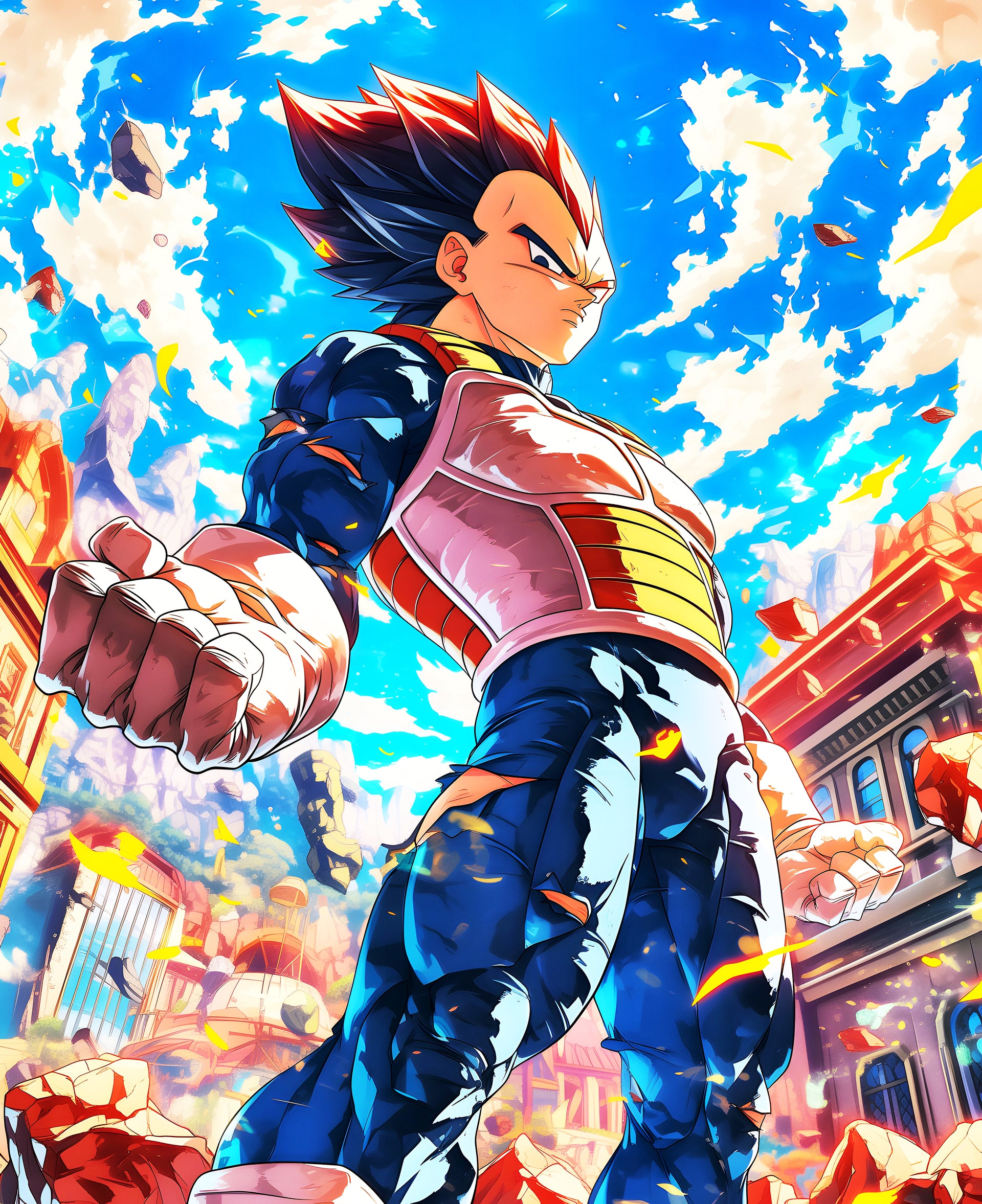 Vegeta's Battle-Ready Stance: A Digital Art Tribute to the Dragon Ball Prince