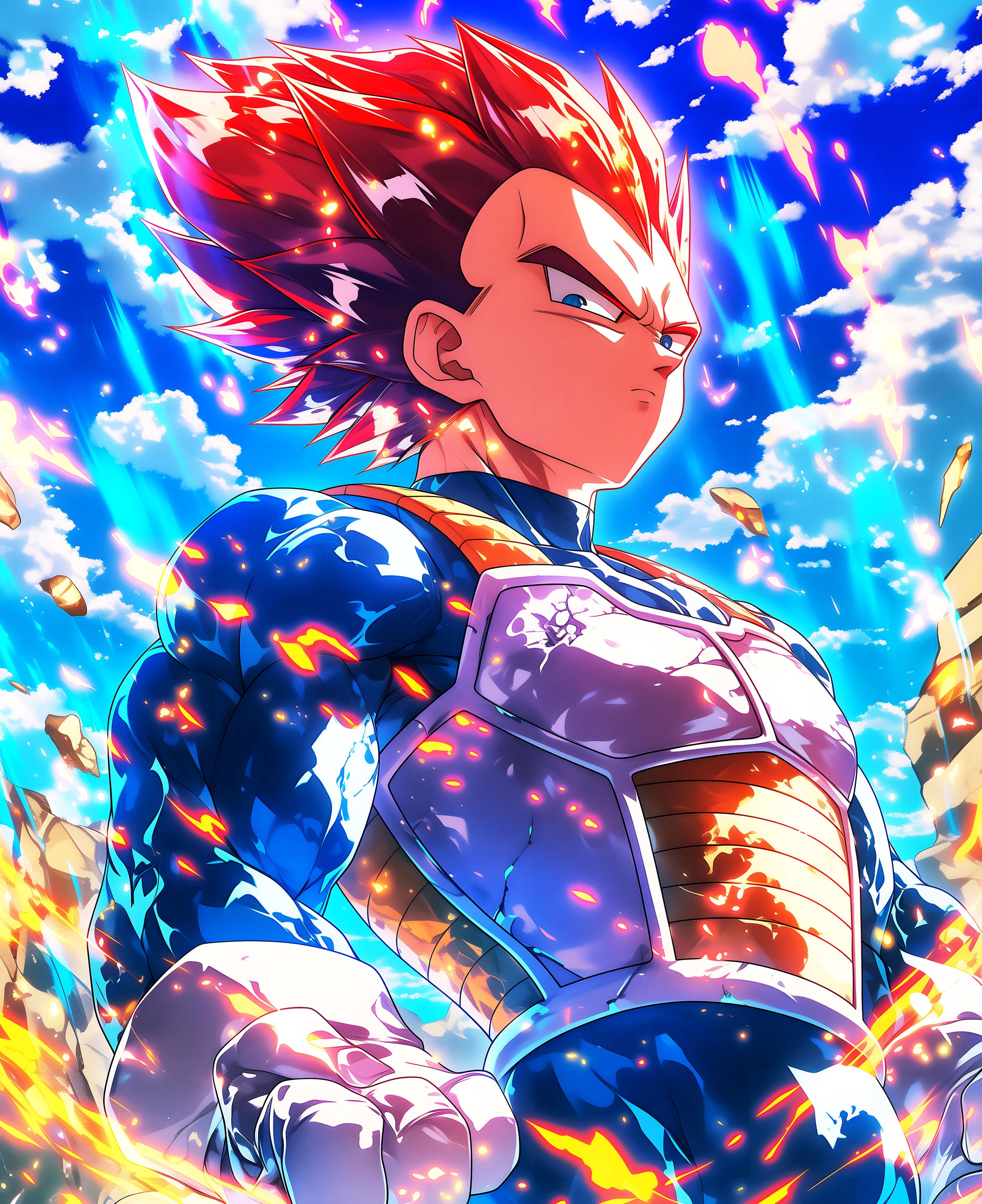 Vegeta's Fiery Determination: A Digital Art Tribute to the Dragon Ball Z Prince