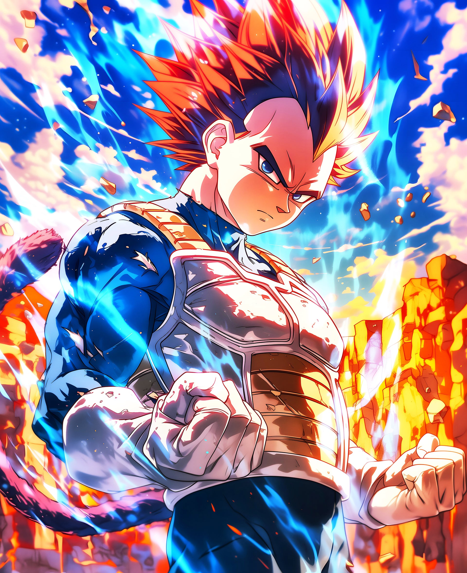 Vegeta's Unleashed Fury: A Digital Art Tribute to the Dragon Ball Prince